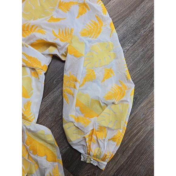 Acler Basita Dress Golden Leaves Women's US 8 Yellow and White Embroidered - Picture 13 of 14